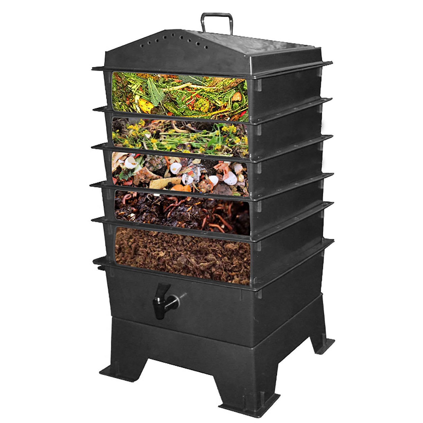 Amazon.co.jp: 5段 コンポスト ミミズの養殖 コンポスター 家庭用 中型