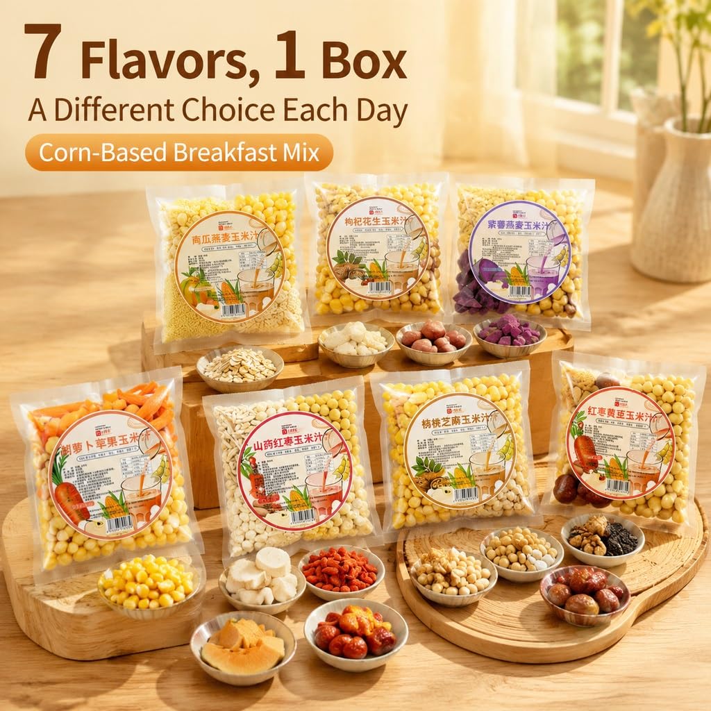 Paquete De Jugo Maíz Fresco 7 Sabores, 80 G X 35 Bolsas, Kit For Licuadora Y Máquina For Hacer Leche Soja, Mezcla Fácil Gachas For El Desayuno, Sin Remojo, Suministro Familiar