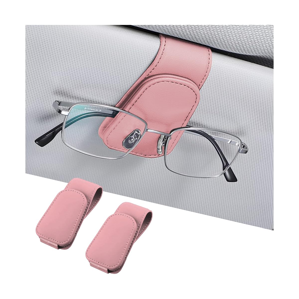 AICEL 2PCS Sunglasses Holders for Car Sun Visor, Magnetic Clip, Pink