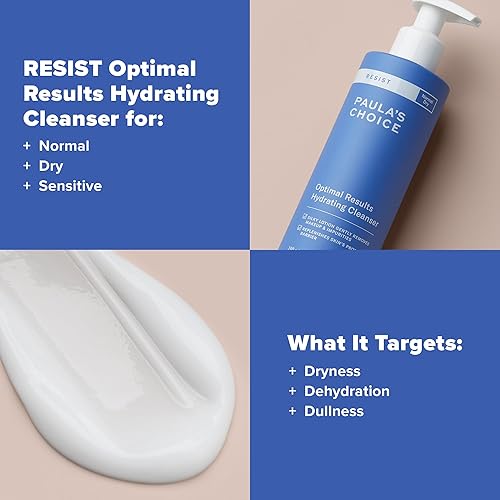 Miniatura 4 de Paula's Choice RESIST Optimal Results Limpiador hidratante, té verde y manzanilla, lavado facial antienvejecimiento, piel seca, 6.4 onzas