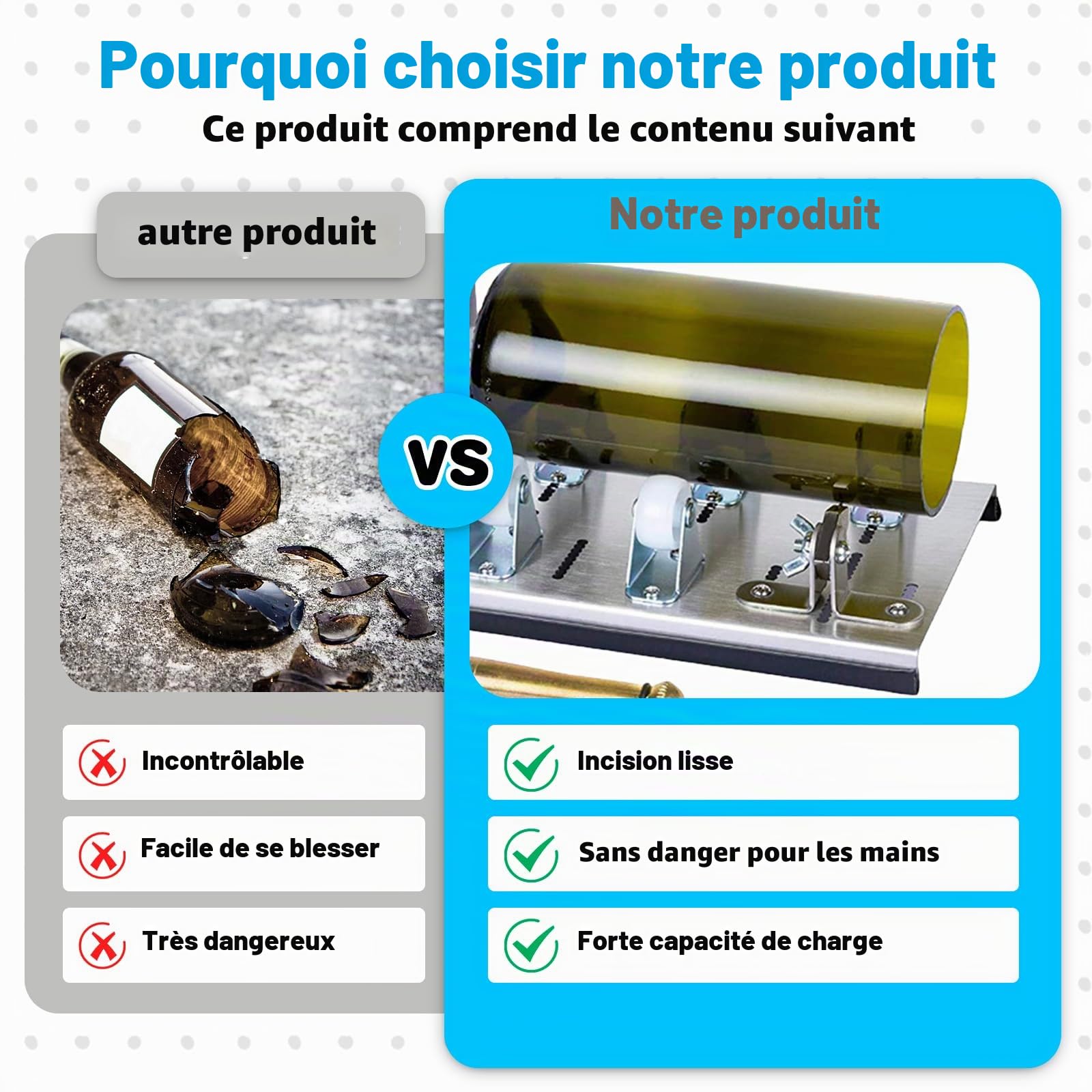 BORDEAG Set coupe-bouteilles en verre, coupe-verre pour bouteilles, coupe-bouteilles pour verres à vin, Kit de découpe de bouteilles, coupe-verre DIY pour couper des bouteilles, vin, liqueur, bière