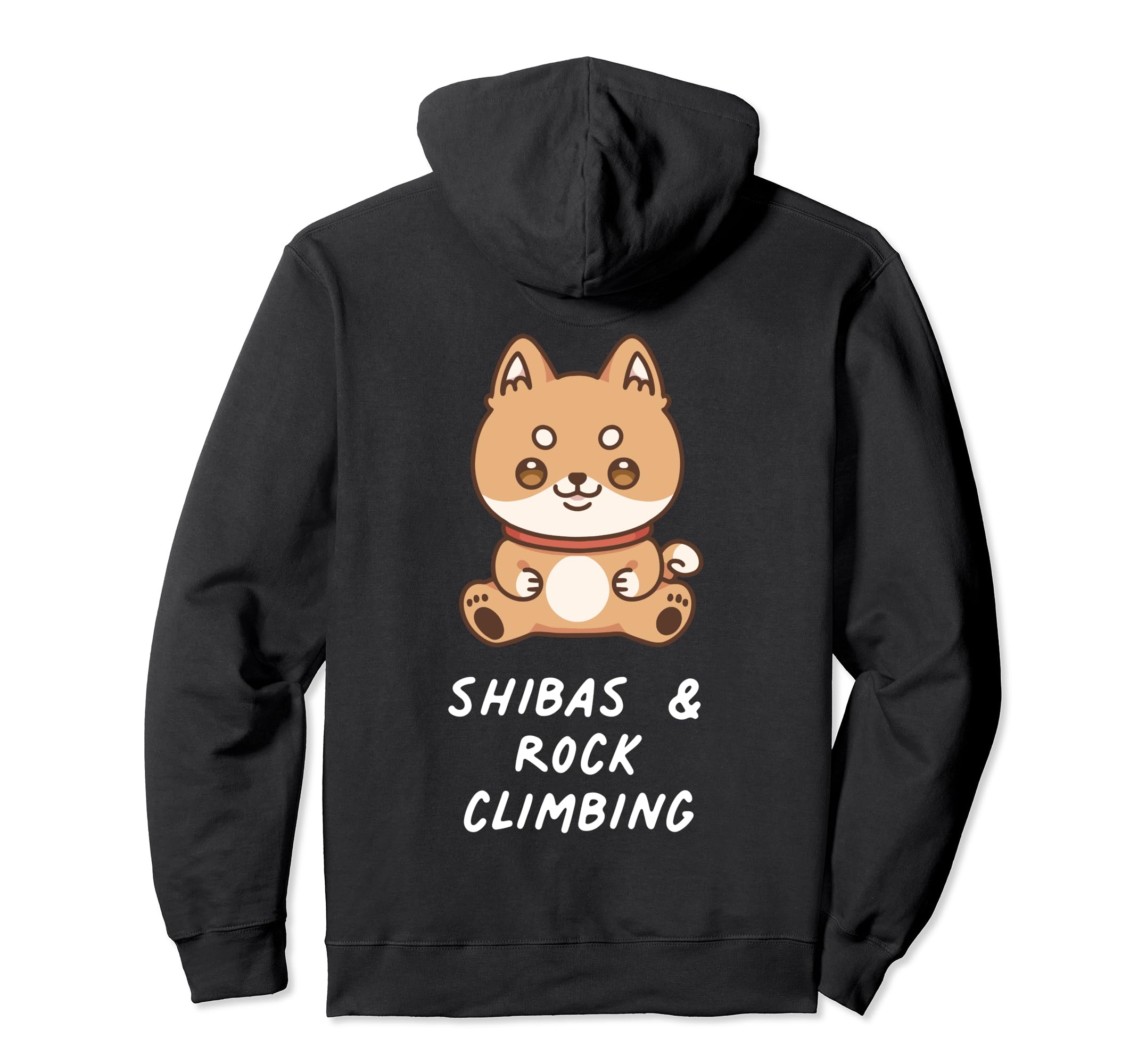 Shibas & Rock Climbing Kawaii Sports Japanese Dog Lover Pullover Hoodie, Black - Image 2