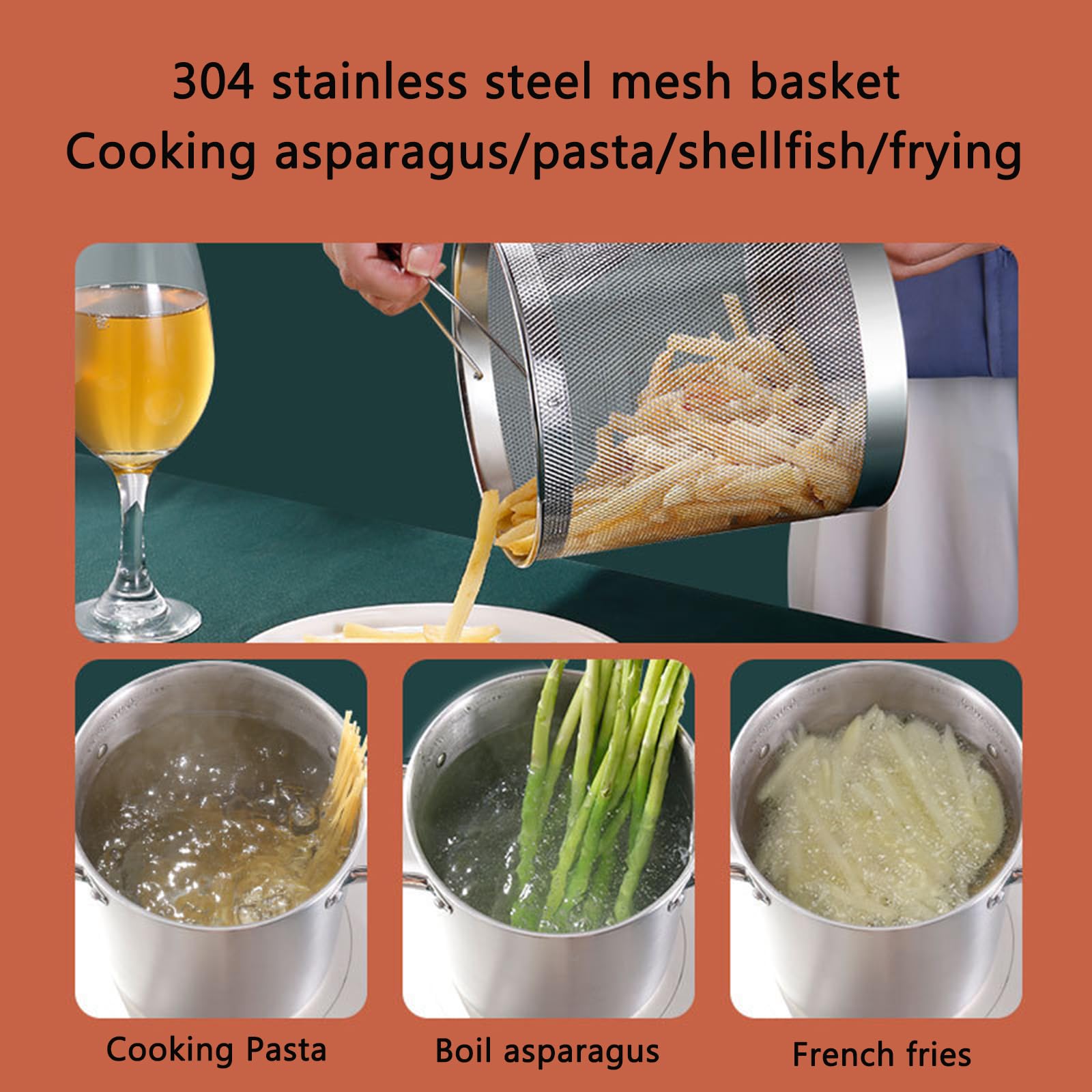 Vaporizador de espárragos para verduras con cesta de vapor interior y tapa de acero, olla de acero inoxidable de 4 litros para cocinar pasta de espaguetis para el hogar, olla para huevos duros, gambas