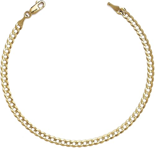 Vista 4 de Floreo 10k Fine gold 4mm Curb Cuban Chain Bracelet and Anklet