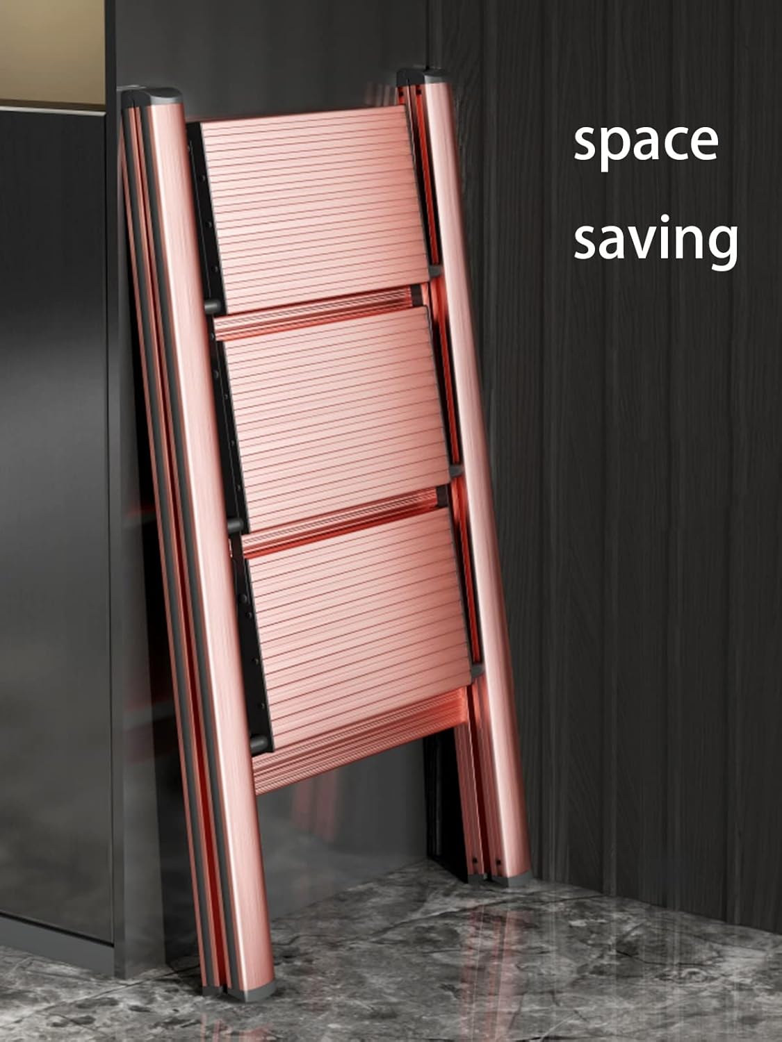 4-Step Ladder Aluminum Alloy Ladder Folding Ladder with Wide Anti-Slip Pedal Multi-Used Ladder Flower Stand, Storage Rack, Portable Step Ladder for Home(White)