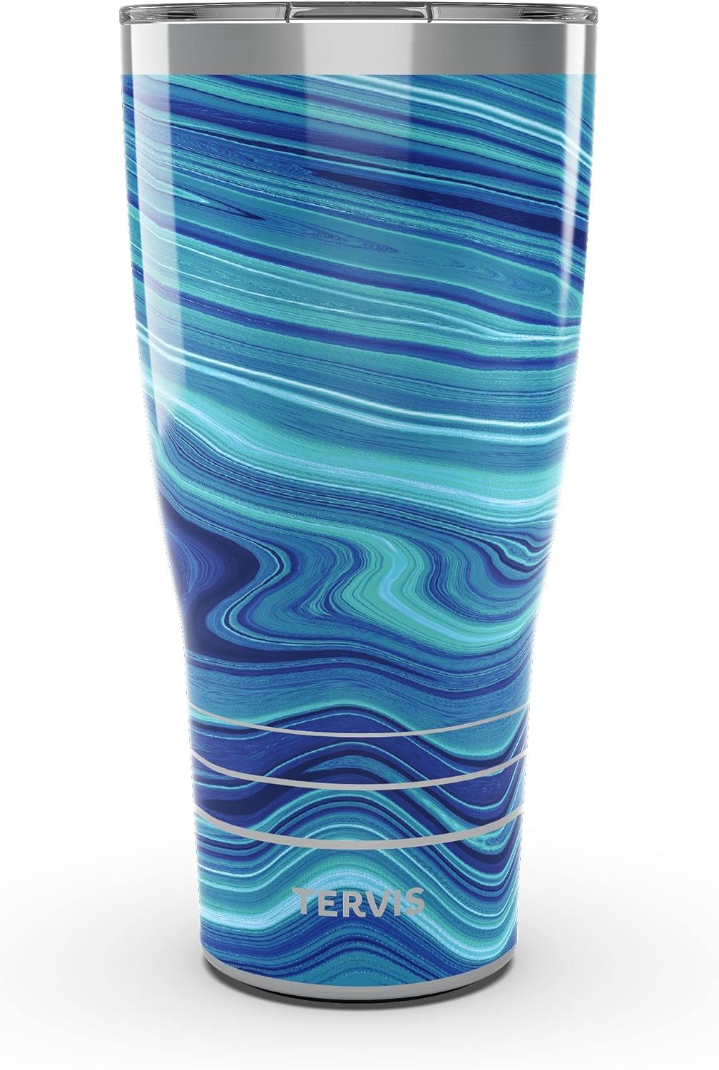 Tervis Traveler Aqua Agate Triple Insulated Tumbler Travel Cup Keeps Drinks Cold & Hot, 30oz, Stainless Steel