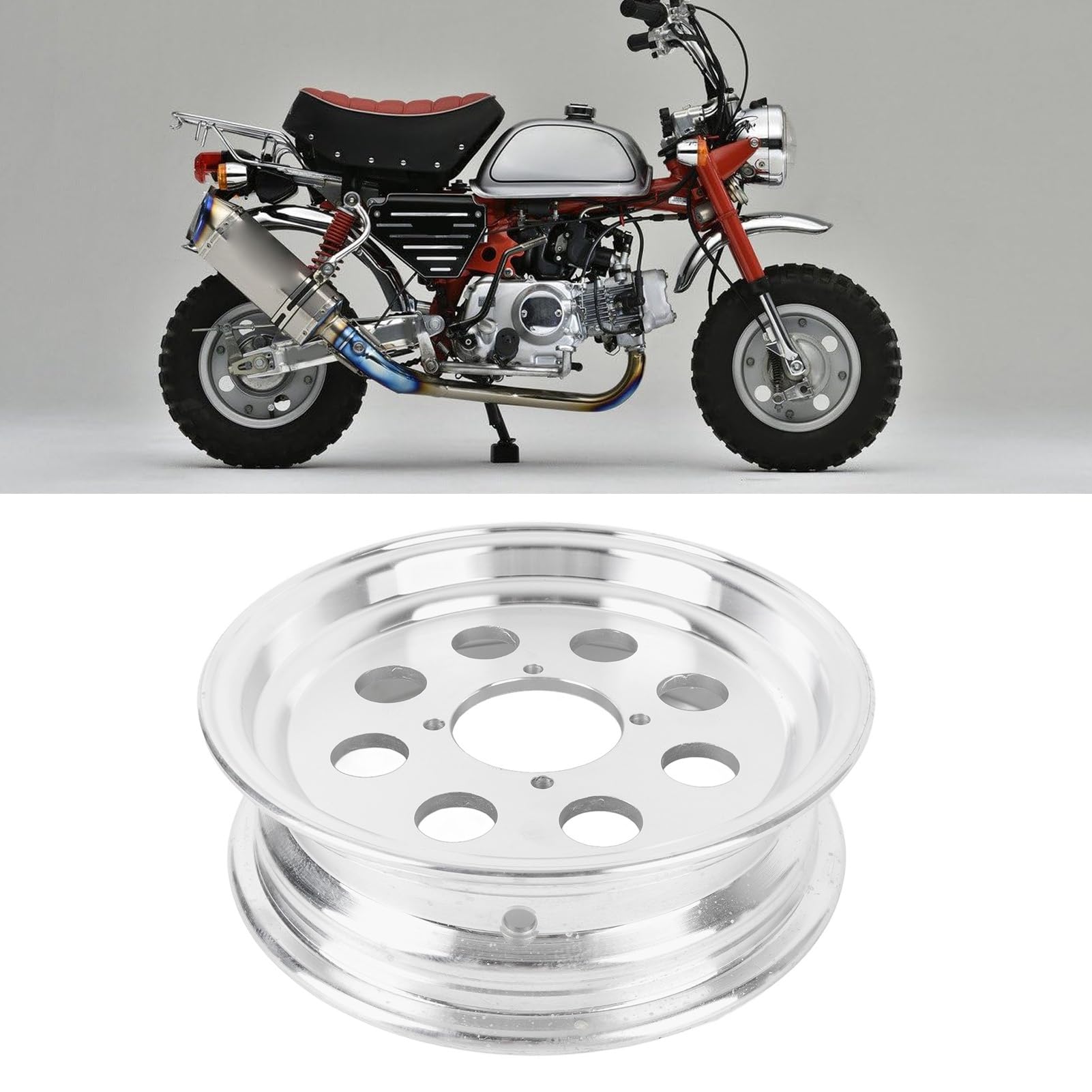 Sxhlseller Cerchio Anteriore per Moto da 10 Pollici Antiruggine |Sostituzione Ruota Lucidato in Lega di Alluminio per Mini Bici Monkey Z50 Z50R Z50J