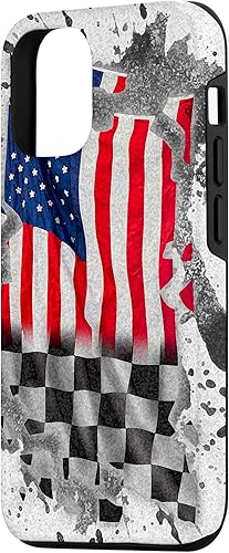 Vista 68 de iPhone 12 mini Car Racing bandera estadounidense pit crew Case