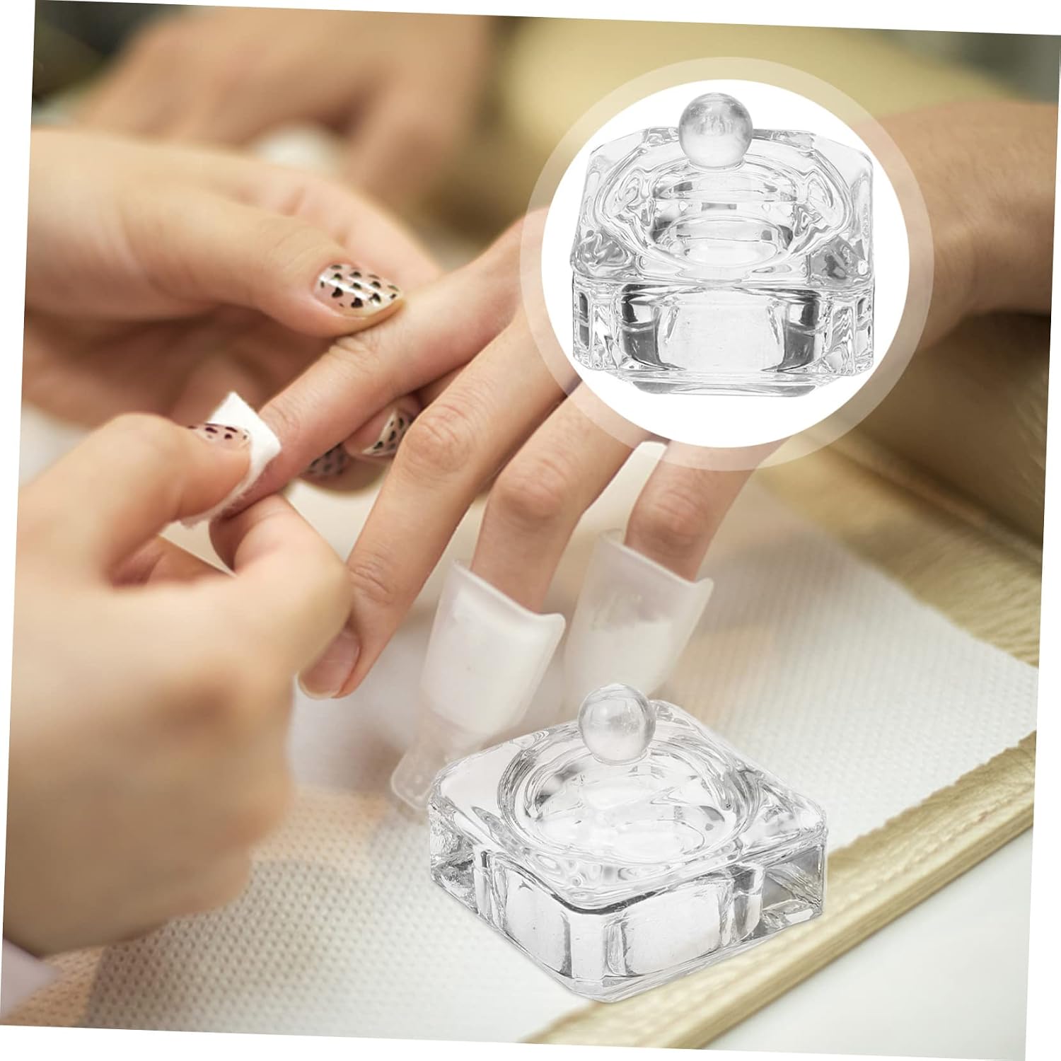 GALPADA 2pcs Glass Nail Art Bowls Lid Versatile Manicure Liquid Containers for Nail Care and Cleaning for Professionals and Beginners Glass Design
