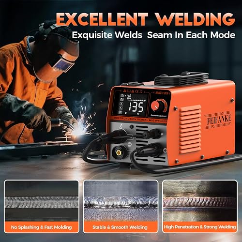 FEIFANKE MIG135 Poste A Souder Fil Fourré Sans Gaz 135A 220V Synergie Des électrodes Poste à Souder 3 en 1 MIG/ARC/Lift TIG IGBT Inverter Poste A Souder avec Fil de 1.0mm,Pistolet Soudage MIG - 4