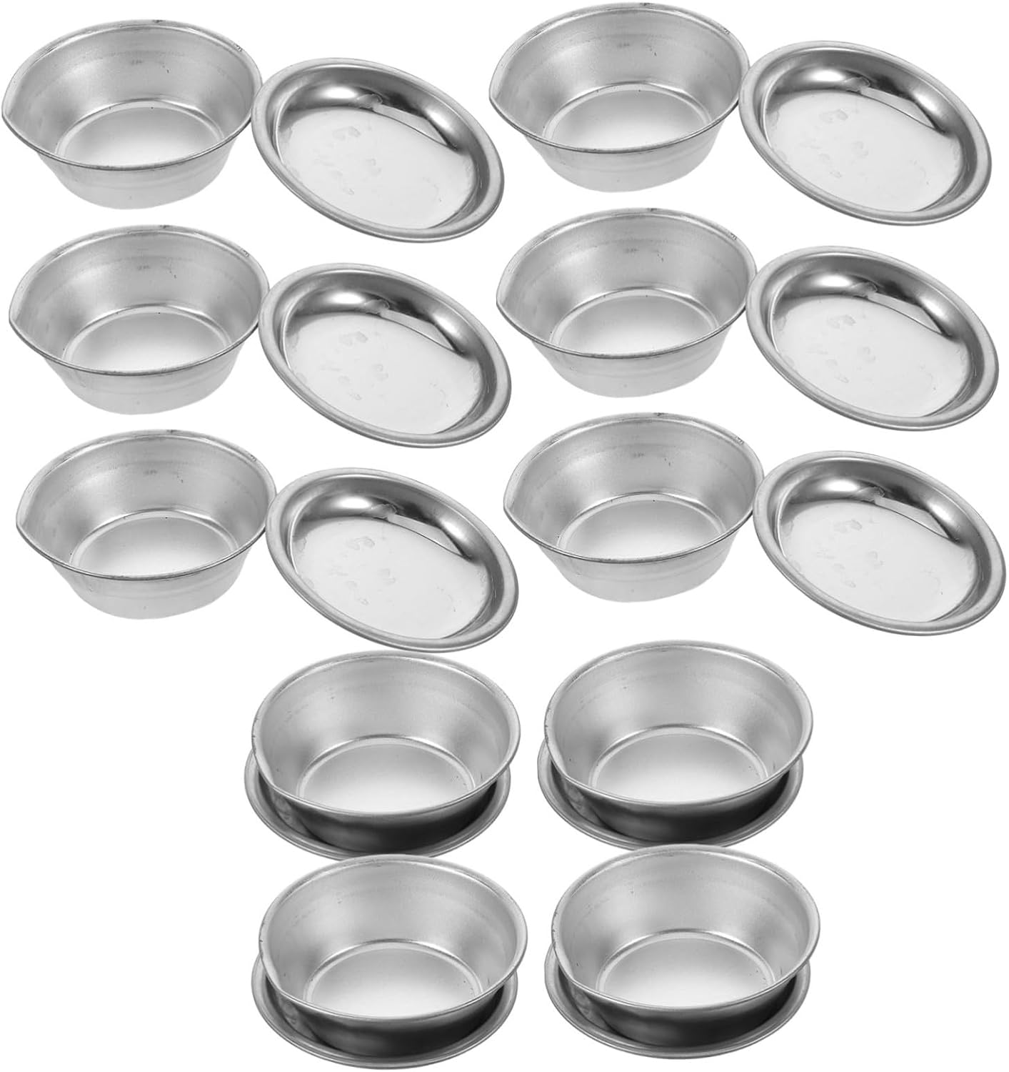 Generic 20pcs Round Stainless Steel Paint Tray Palette Cups for Oil and Watercolor Painting, Compact Reusable Mixing Dish with Pour Mouth, for Face Paint Palette and Miniature Painting