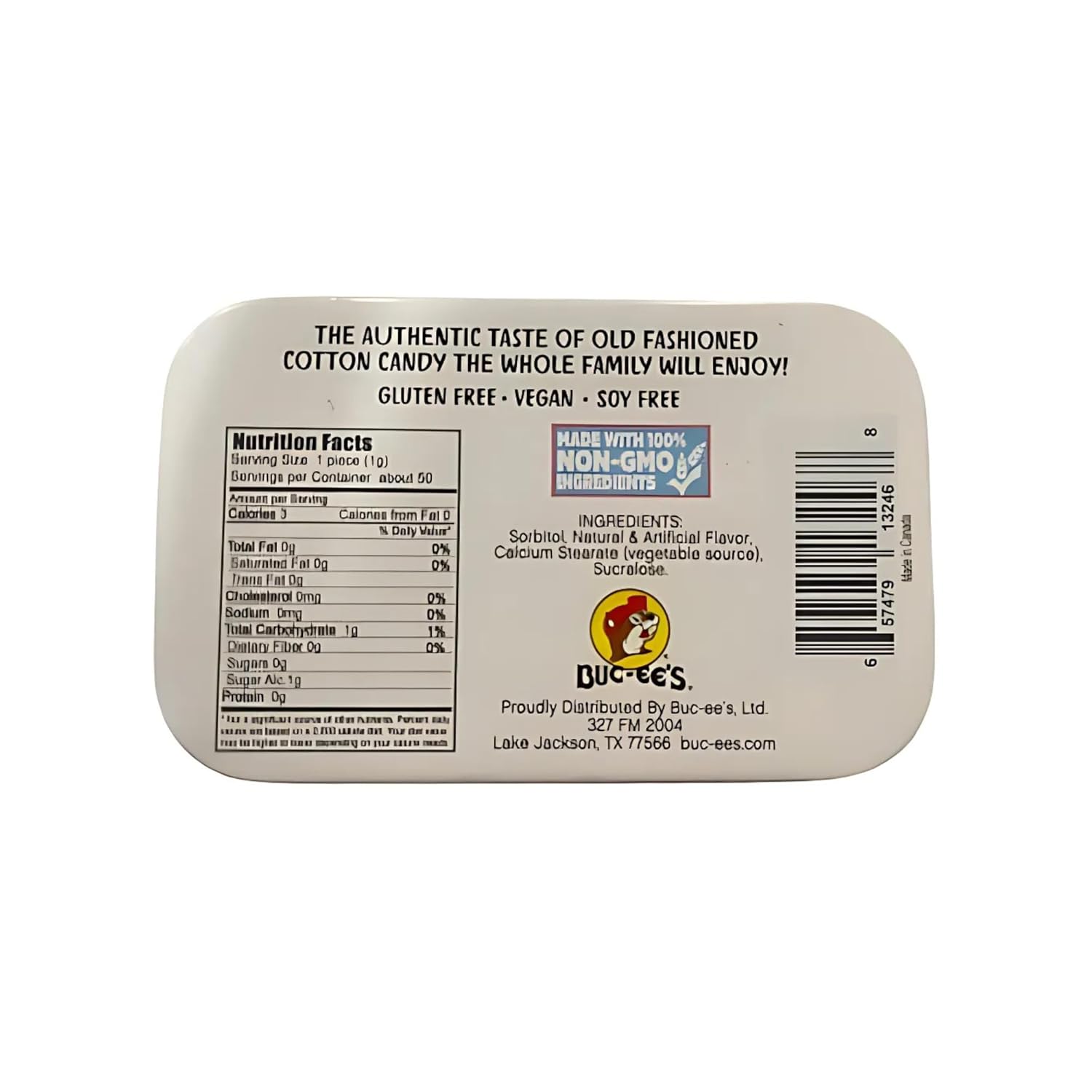 Buc-ee's Fresh Breath Mints – Sugar-Free, Gluten-Free, Long-Lasting Breath Freshener, Strong Mouth Watering Mints for Dry Mouth, Travel Size Tin Can - 50 Flavored Candy Mints (Cotton Candy, Pack of 6)