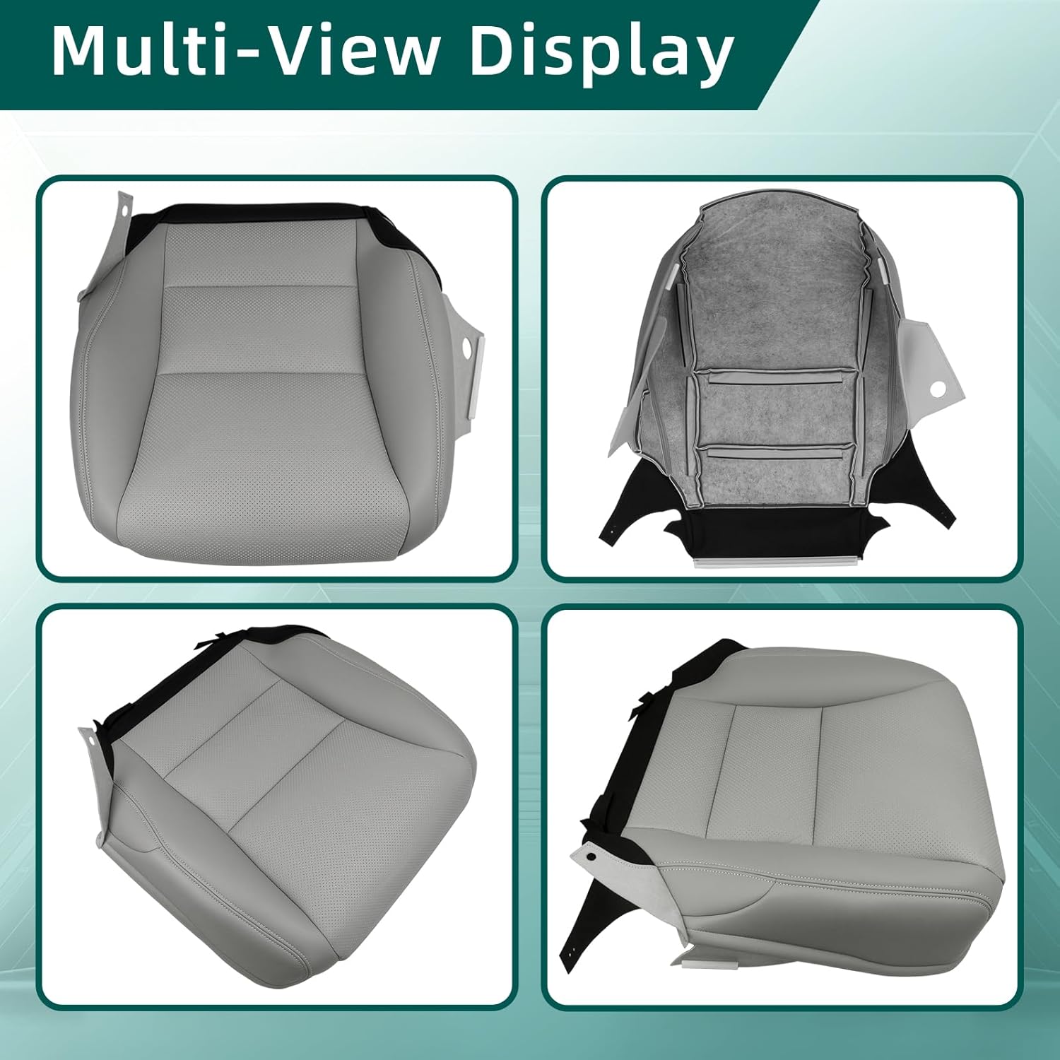 AUTOKAY Front Driver Bottom Leather Seat Cover for Honda Accord Sedan 2013-17 Gray