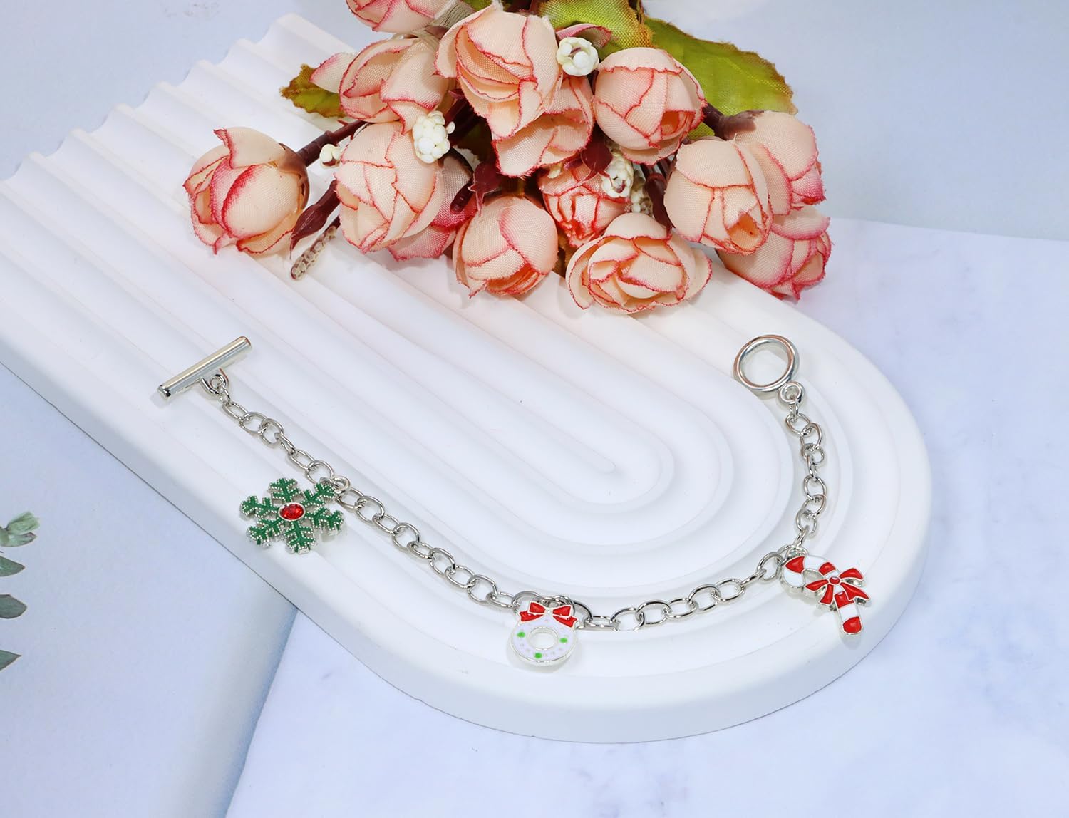 Tupalizy 12PCS Chain Bracelet Kit Alloy Chain Link with OT Toggle Clasp for Women Charm Bracelets Making Jewelry Findings Crafts Projects DIY Gifts Party Favors Small Business Supplies, Silver - Image 4