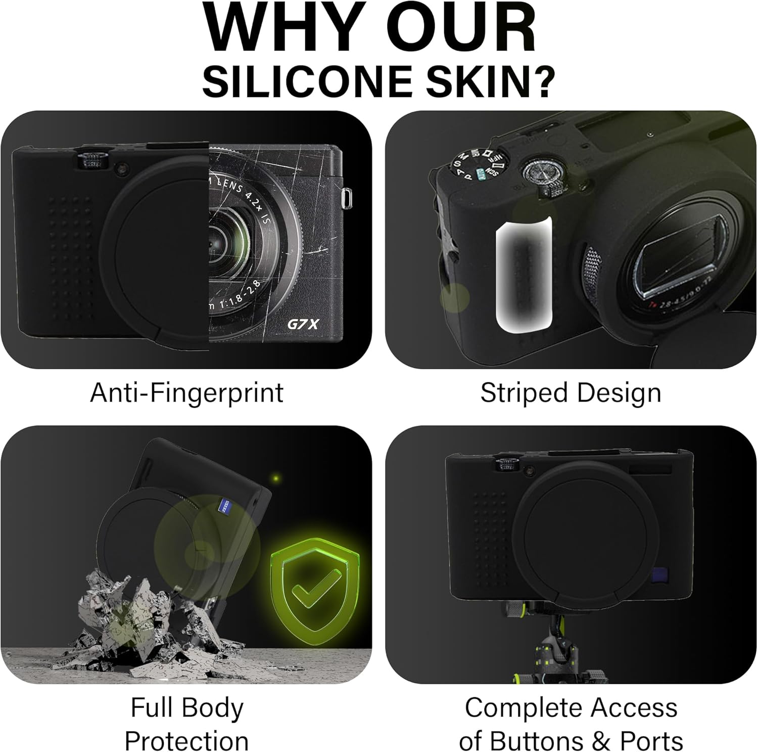 Silicone Case for Sony RX100 VII Camera, Soft Protective Cover with Anti-Slip Grip and Lens Protection for DSC-RX100 VII Digital Camera, Scratch Resistant (Black) - Image 3