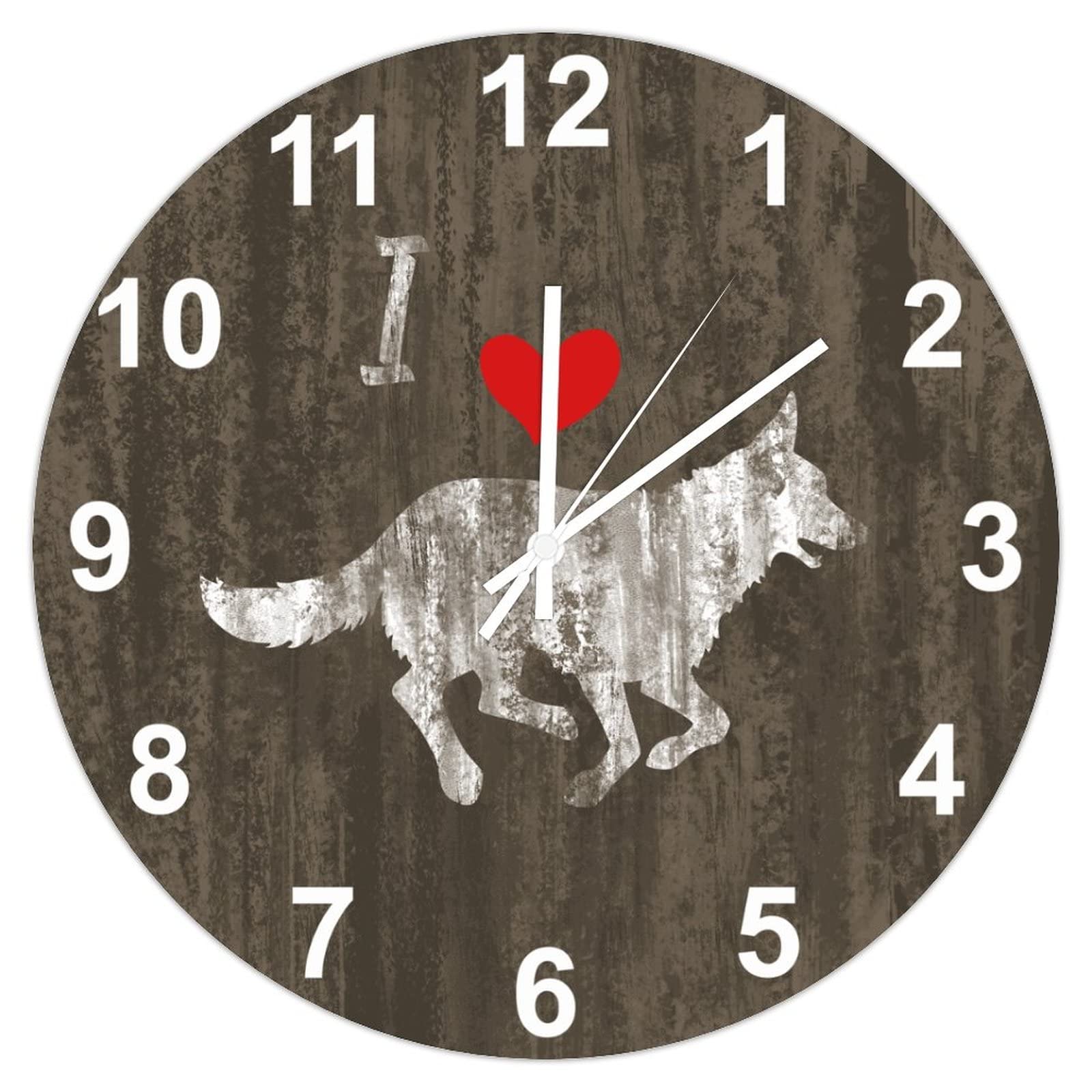 Horloge murale Berger Allemand rétro de 30,5 cm pour amoureux des chiens