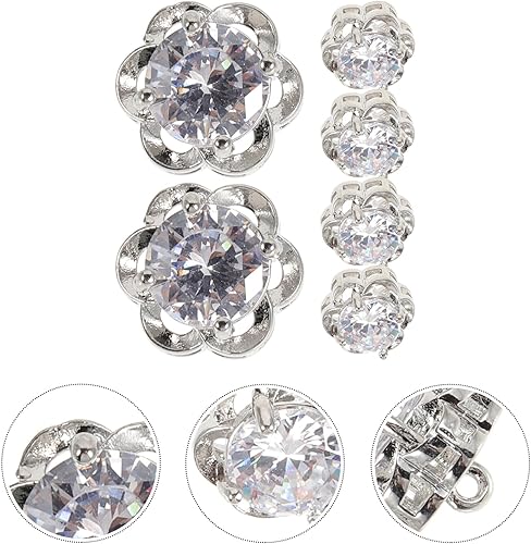 Miniatura 8 de EXCEART 6 piezas de botones azules Jean pequeños adornos de diamantes de imitación para decoración de manualidades