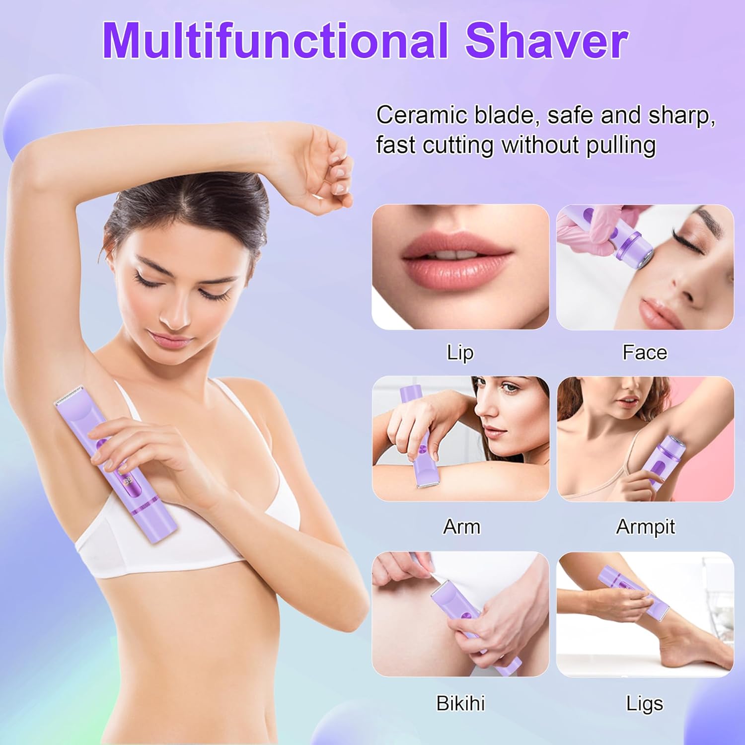 2025 Bikini Trimmer for Women, Cordless& Painless& Waterproof Dual Head Shaver for Women Private Area& Face& Body, 2-in-1 Electric Razors, Bikini Shaver, Hair Trimmer with LCD - Image 3