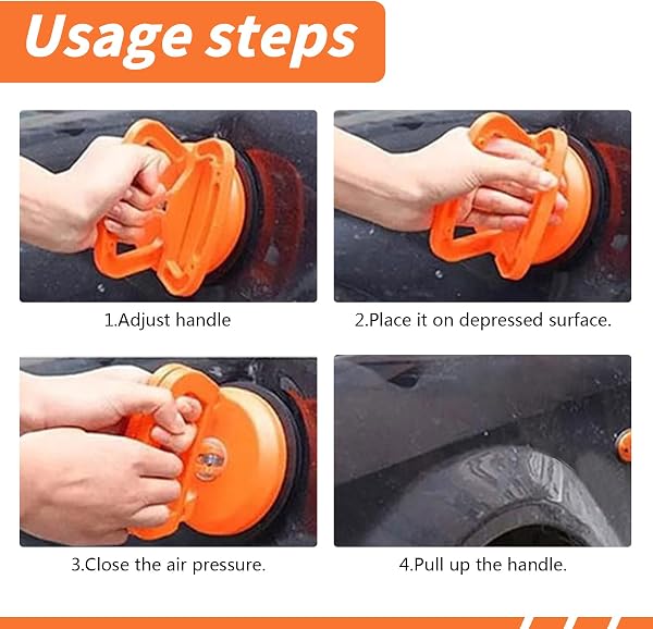 3-Pack Heavy-Duty Dent Puller Kit with Strong Suction Cups | Paintless Car Dent Repair Tool for Auto Body, Glass & Tile Lifting | Universal Dent Removal for Smooth Surfaces & Moving Heavy Objects - 4