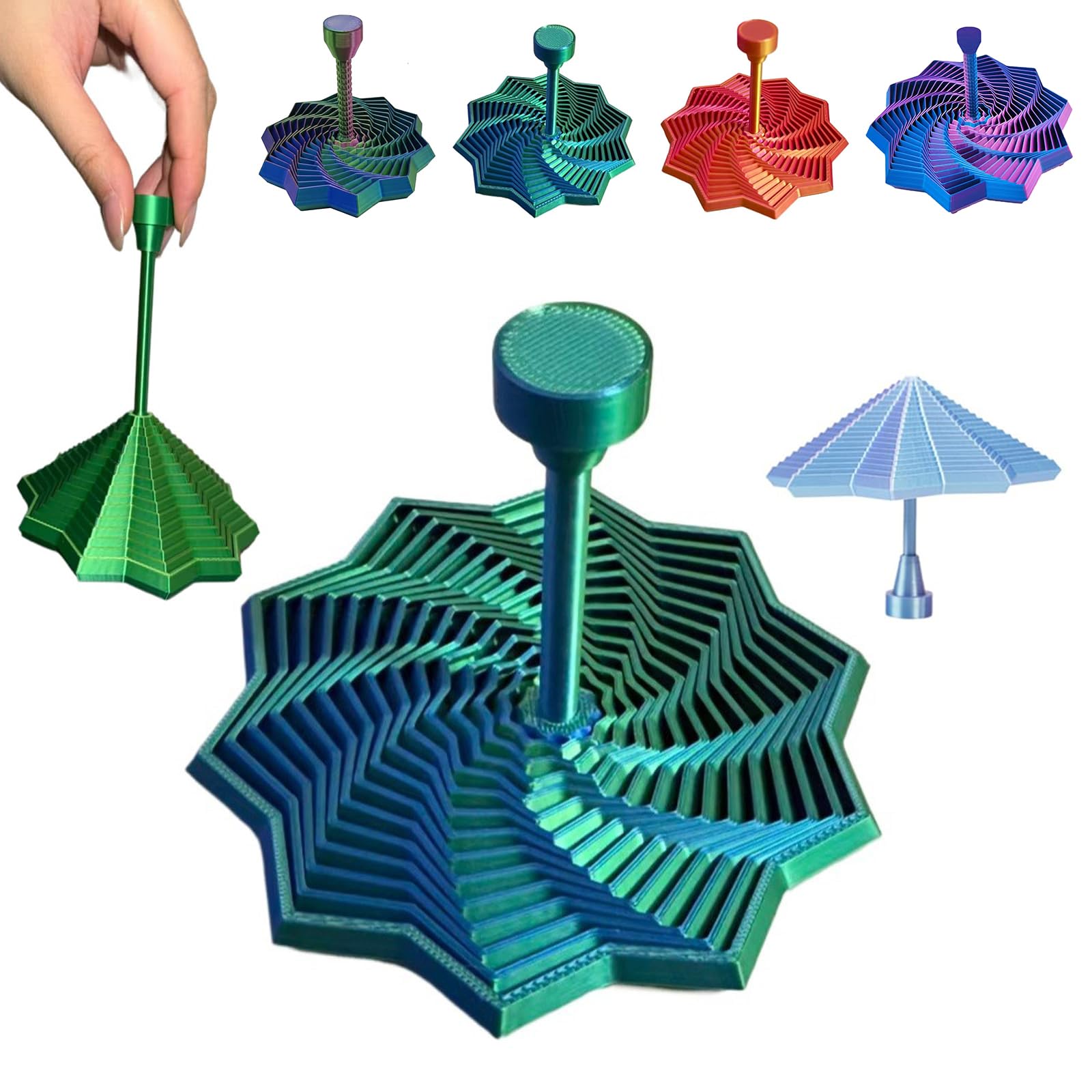 3D Printed Fidget Toy Expanded Sensory Fidget Star with Handle Fractal Star Shaped Hand Spinner Hexagonal Decompression Sensory Rotating Spiral Stress Relief Toy Office Desk Toys for Focus Relaxation