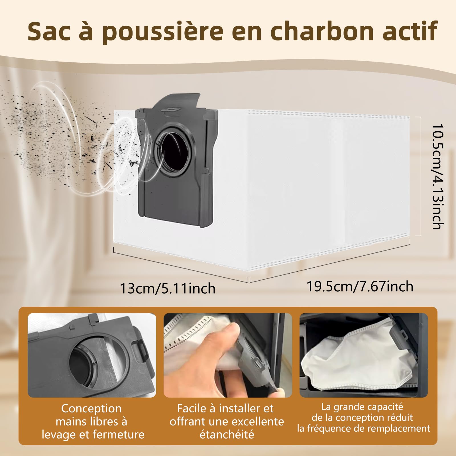 L40s L50s Pro Ultra Accessoires pour Dreame X50 Ultra Complete/L40s Pro Ultra/L50s Pro Ultra/L50 Pro Ultra/L50 Ultra/X50 Master/Mova V50 Ultra Complete 29 Pièces Sacs à Poussière Charbon Actif