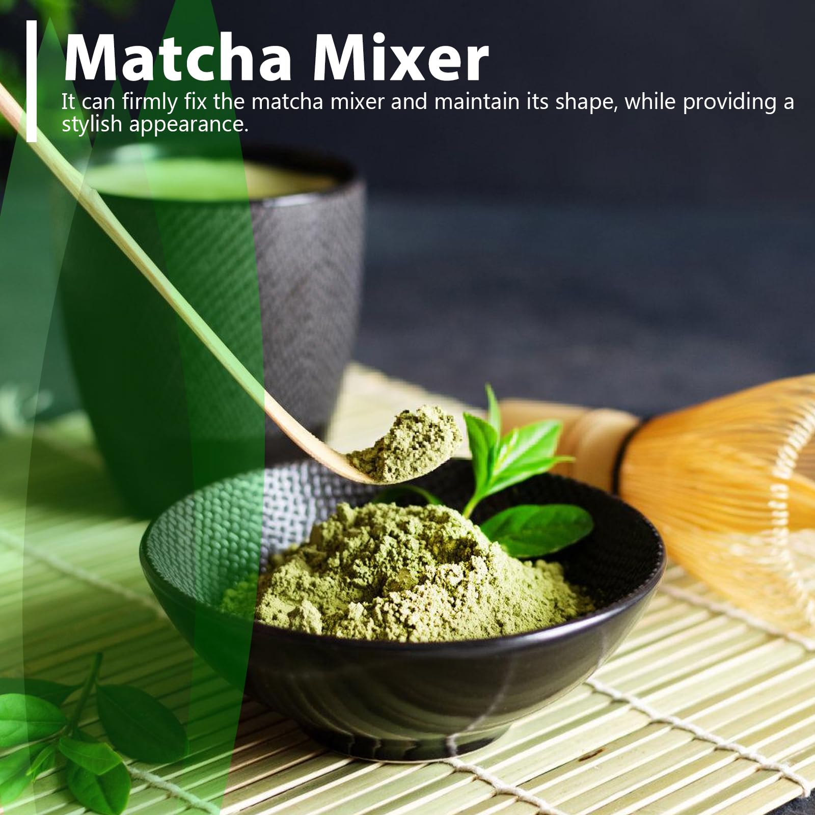 Kit The Matcha 7PCS Matcha Kit Ceremonie Japonais, Cuillère En Bambou, Pelle En Bambou, Porte-Fouet, Coffret Matcha Pour La Cérémonie Du Thé, La Boisson (Noire, BAMBOO Matcha Set