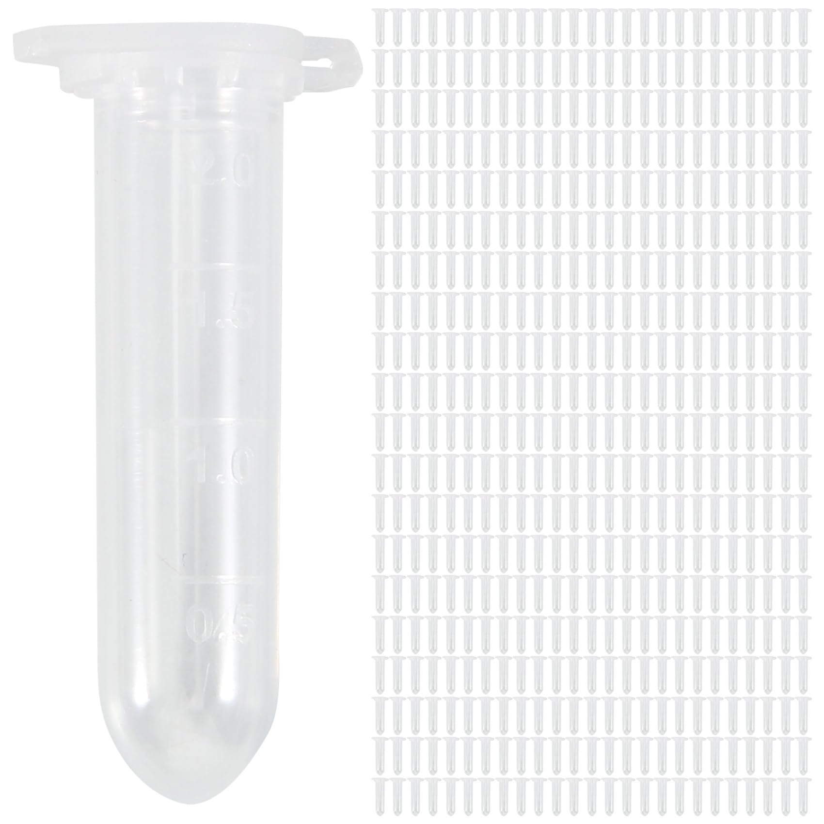 CTRLZS 500Pcs 2Ml Micro-Centrifuge Tube Test Tube Vial Clear Plastic Vials Container Snap Cap for Laboratory Sample Storage