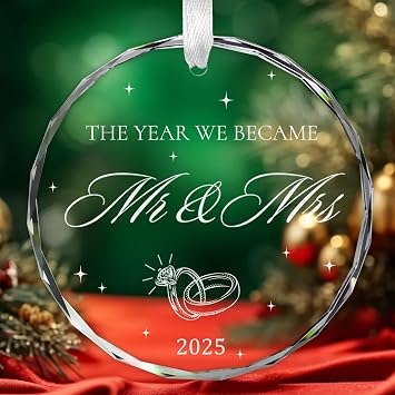 Elegant Wedding Ornament 2025 | Perfect for bride gifts, Mr and Mrs Gifts, and Our First Christmas Married Ornament 2025