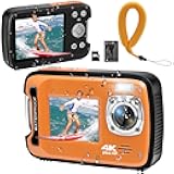 Underwater Camera 4K 48MP Autofocus Selfie Dual Screen Waterproof with Floating Strap and 32GB Card, 17FT Compact Waterproof Digital Camera for Snorkeling
