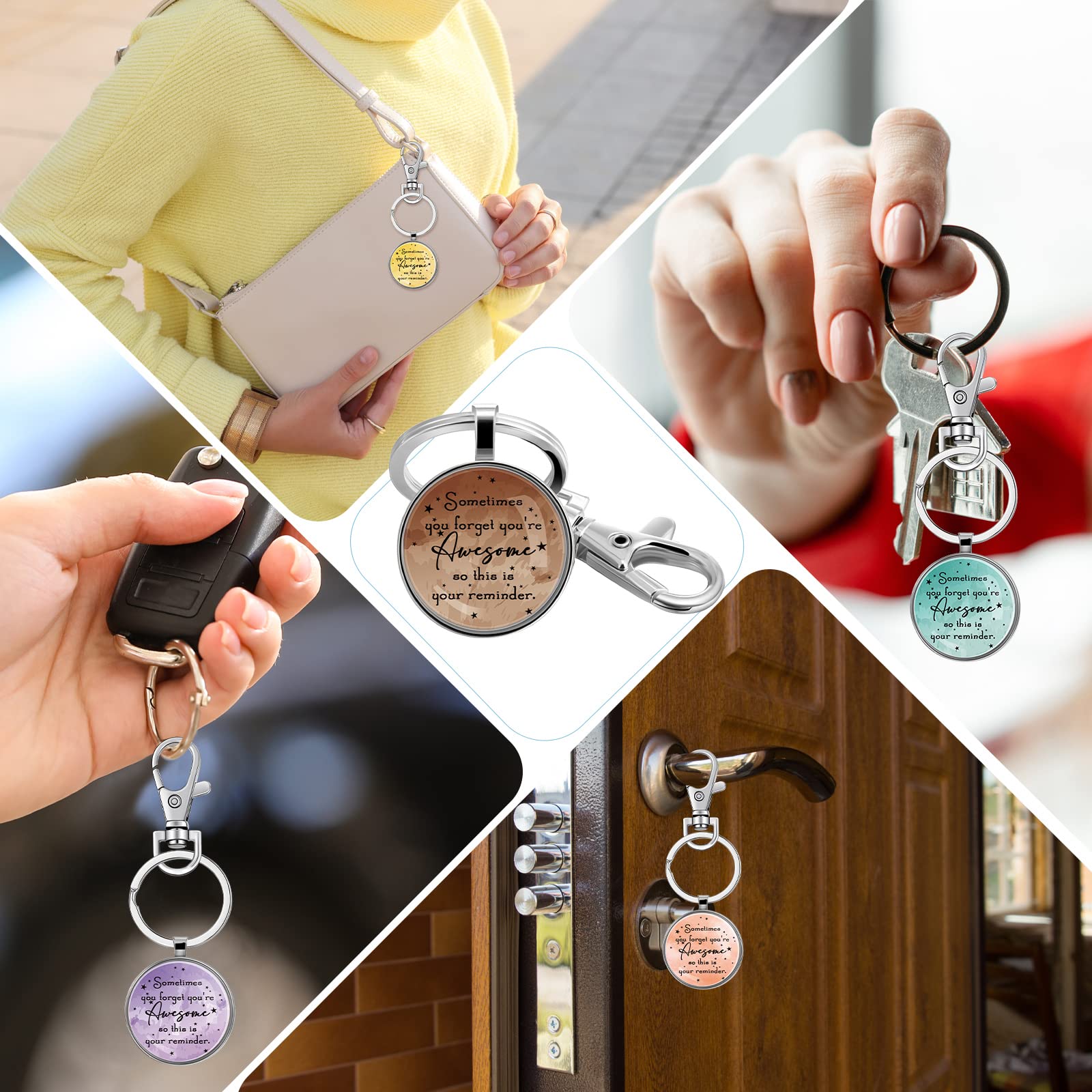Fumete 36 piezas Sometimes You Forget You're Awesome llaveros inspiradores de graduación para mujeres y hombres, regalos de joyería a granel para amigos, compañeros de trabajo y profesores, 9 estilos,