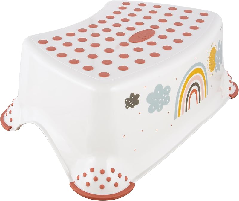 keeeper 1 Step Ladder, Rainbow, for Children from 3 to 14 Years Approx. Non-Slip Function, Tomek, White
