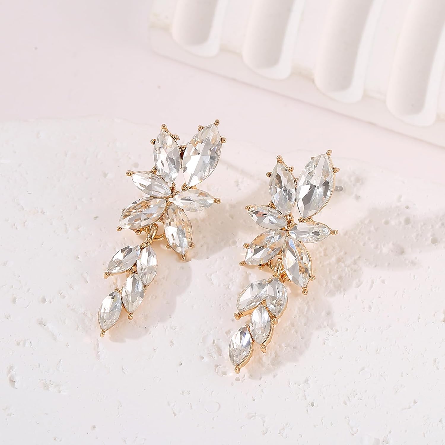 ATIMIGO Elegant Rhinestone Dangle Earrings Marquise Crystal Wedding Bridal Earrings for Brides Bridemaids Formal Prom Statement Drop Earrings for Women - Image 7