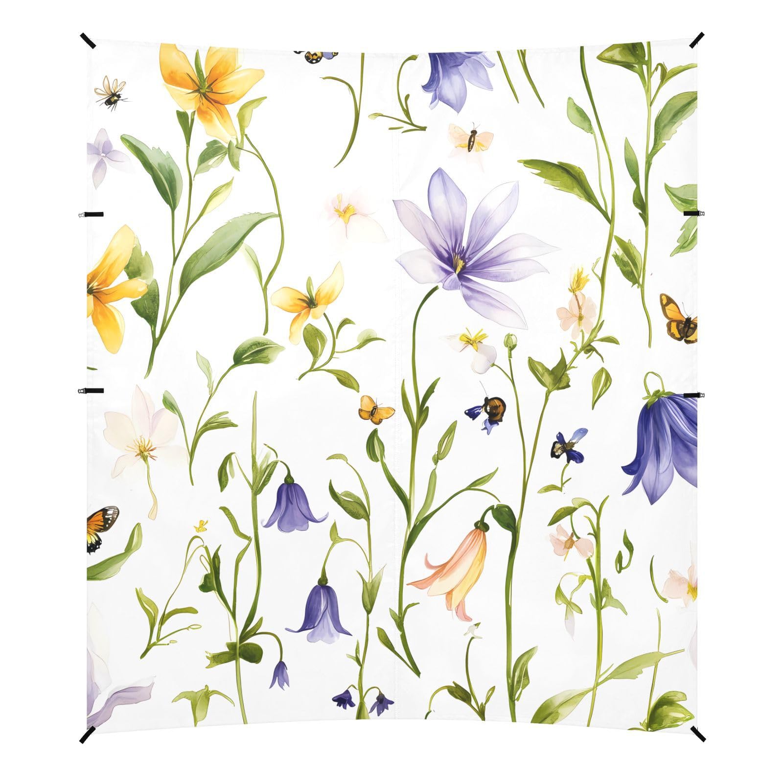 Rustic Spring Chic Flowers White Beach Tent & Canopy UPF50+ Protection Easy Setup Large Portable Sun Shelter with Sandbags, Sand Shovel, Poles for Camping, Picnics, Backyard