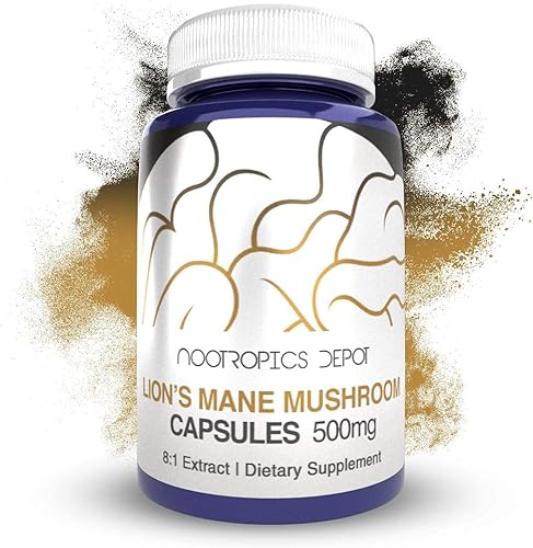 Nootropics Depot Cápsulas de hongos melena de leones  Extracto dual de cuerpo fructífero completo 81  500 mg  180 unidades  Hericium erinaceus