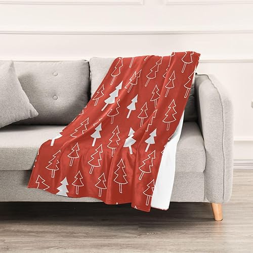 Miniatura 5 de KLL Manta de microfibra de primavera de 60 x 90 pulgadas, diseño de árbol de Navidad, color rojo, para oficina, sofá, dormitorio