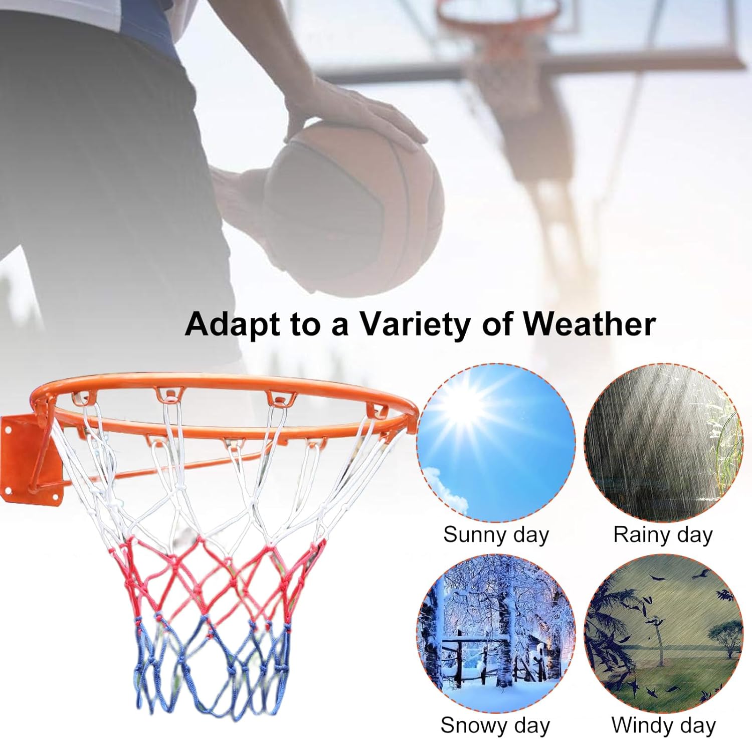 YOXIER Basketball Hoop,Indoor Basketball Hoop with Door Hooks,Kids Basketball Hoop with Hanging Basketball Net, All-Weather Basketball Net, Wall Hanging 18" Orange US Fast Arrive