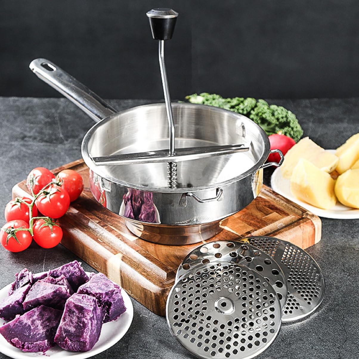 Edelstahl Speiserührer für Gemüse und Obst Küchenwerkzeug mit Sicherer Nutzung Langlebig für Kochen und Küche Silber | Küchenhelfer Edelstahl, Gemüse und Obstmühle für Küche, Sicher und Langlebig