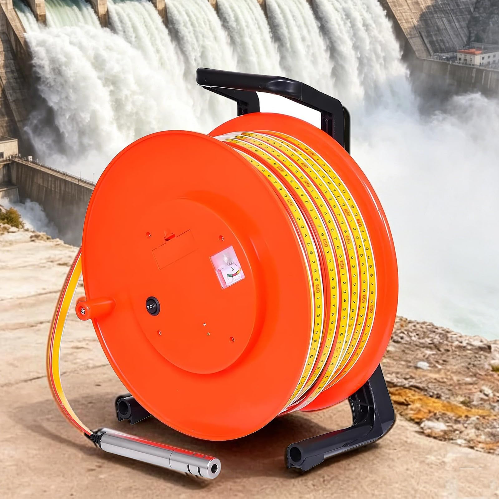 TozMvi Groundwater Level Detector Portable Depth Measuring Instrument Sound Alarm Water Level Dip Meter for Pipe Inspection,Steel Tape Ruler Dip Meter 150m/492ft