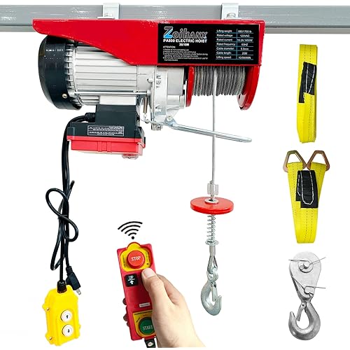 1760 lbs Electric Hoist with Remote Control,Wireless/Wired Electric Hoist 2 in 1,110V Single/Double Slings Steel Lift Hoist Winch for Garage Warehouse Factory