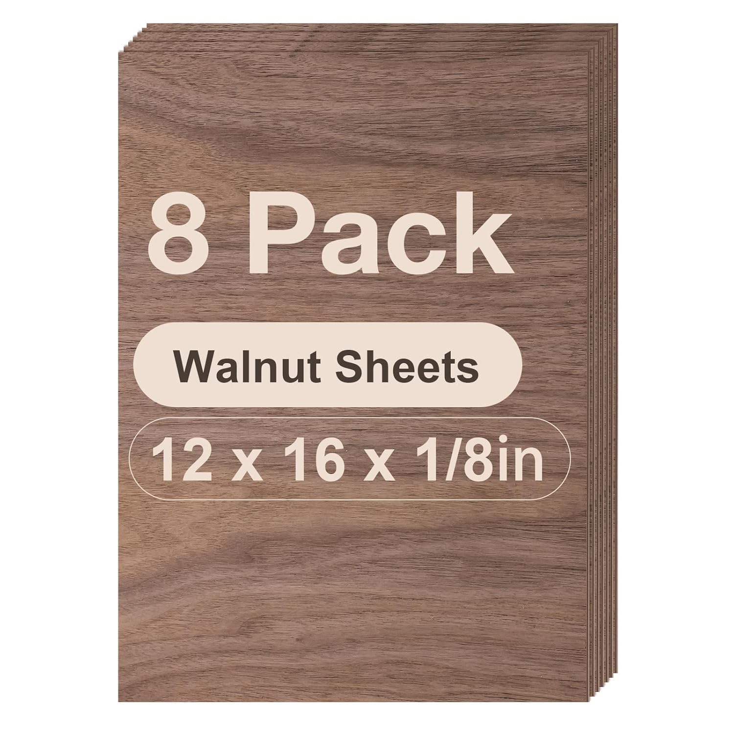 8 Pack Walnut Plywood Sheets, 12 x 16 x 1/8 Inch, 3mm Plywood for Laser Cutting and Engraving, Thin Unfinished Wood Sheets Blanks for Architectural Models and DIY Wood Crafts