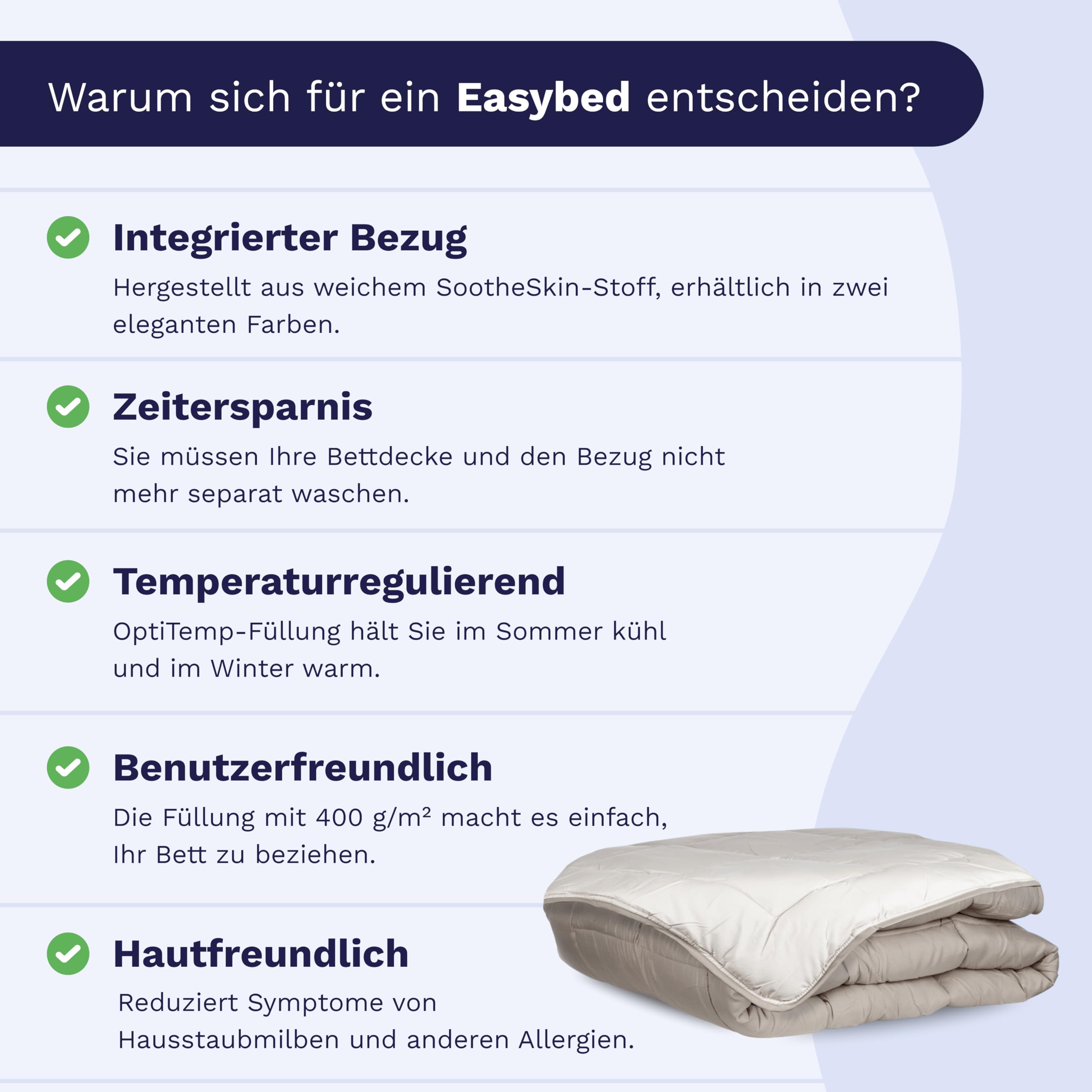 Zelesta Easybed Light Bettdecke 135x200 cm – 4 Jahreszeiten, Bettwäsche & Bezug in Einem, Waschbar, Trocknergeeignet, Antiallergisch, Temperaturregulierend, Mit Muster, Für Sommer und Winter