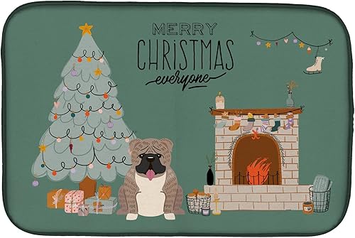 Miniatura 292 de Caroline's Treasures CK7824DDM - Tapete absorbente para secado de platos con diseño de bulldog inglés, rojo y blanco, para encimera de cocina, 14 x