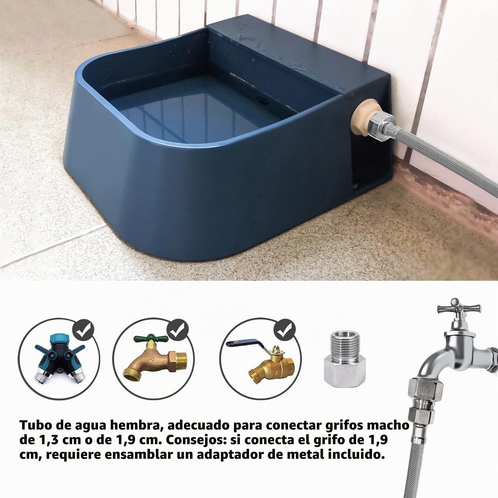 Enjoying Cuenco de Agua para Perros 2L, Bebedero Automático para Mascotas con Válvula de Flotador, Apto para Uso en Interiores y Exteriores, Apto para Perros, Gatos, Conejos y Gallinas