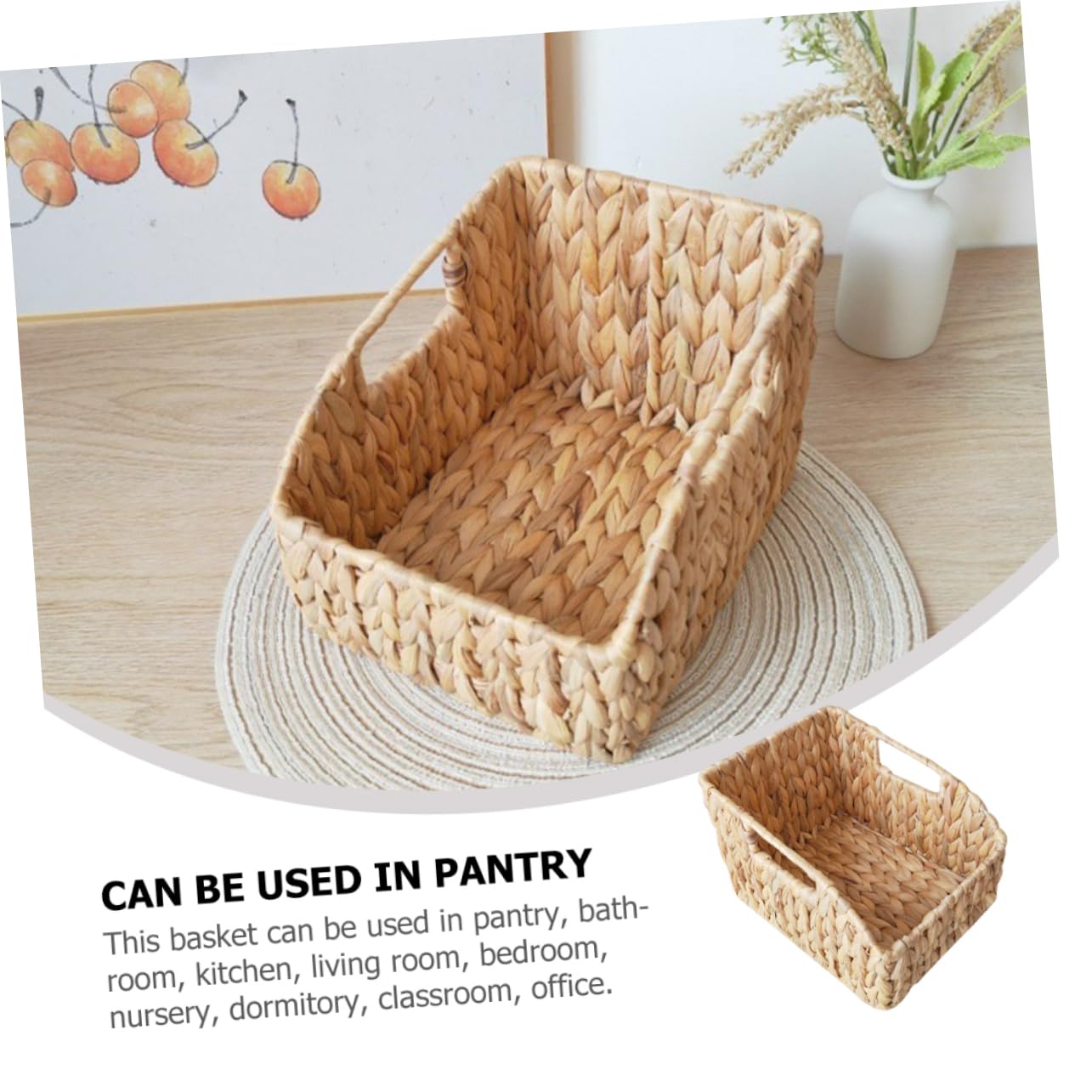 TOGEVAL Hyacinth Storage Baskets Woven Basket Organizer Rustic Style Sundries Holder