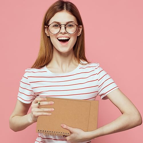 Miniatura 6 de EOOUT Paquete de 6 cuadernos en espiral con rayas universitarias, 7.48 x 5.11 pulgadas, cuaderno de bocetos de papel kraft suave, 100 páginas50