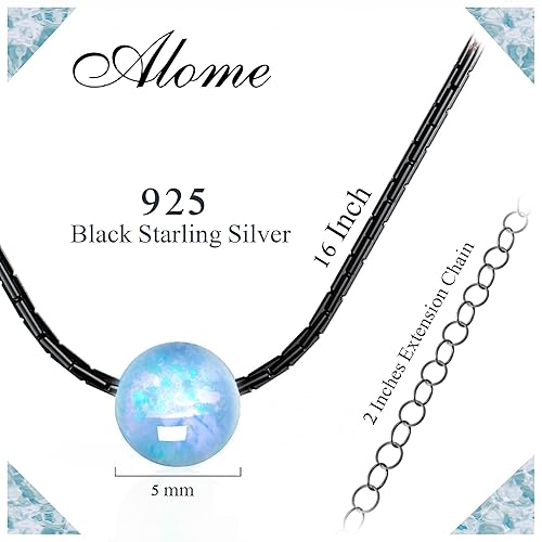 Miniatura 56 de 925 Sterling Silver 42CM Necklace White Opal Birthstone Pendant Dainty Handmade Jewelry For Women