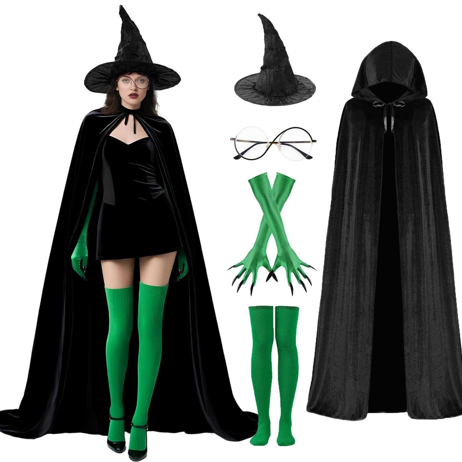 ILLOMEEGOOS Wicked Witch Costume Set Evil Witch Outfit Accessories