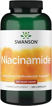 Swanson Niacinamide Vitamin B3 Supplement for Heart-Health-Conscious Adults Supporting Joint Health and Energy Production 250 Capsules, 250 mg Each