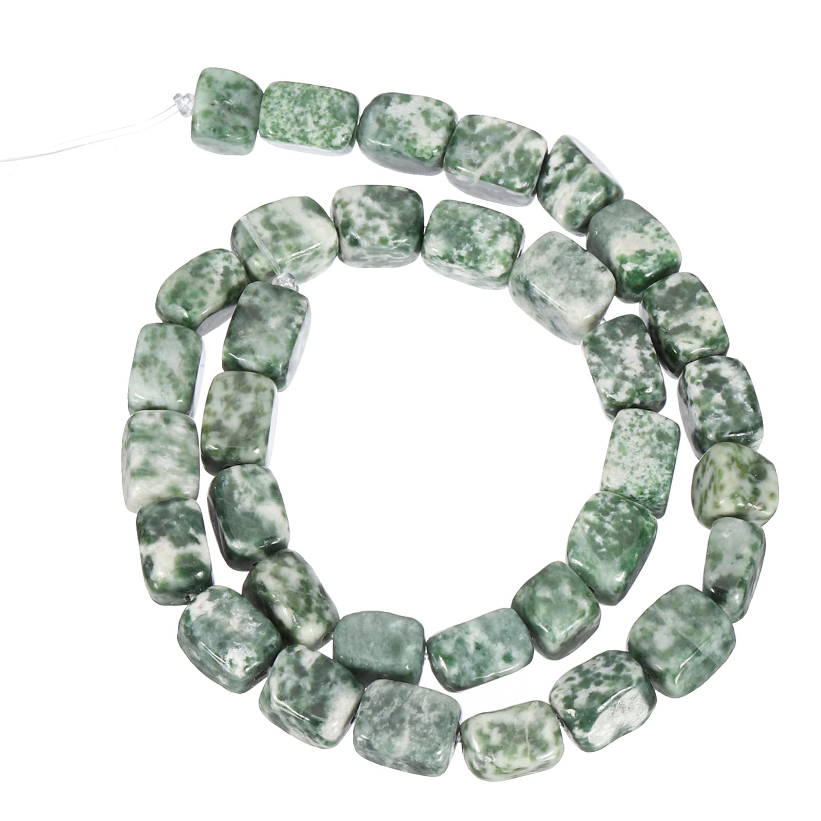 PATIKIL 12x8mm Natural Stone Green White Crystal Agate Beads for Jewelry Making 1 Strand 15"/38cm Cuboid Loose Spacer Beads - Image 4