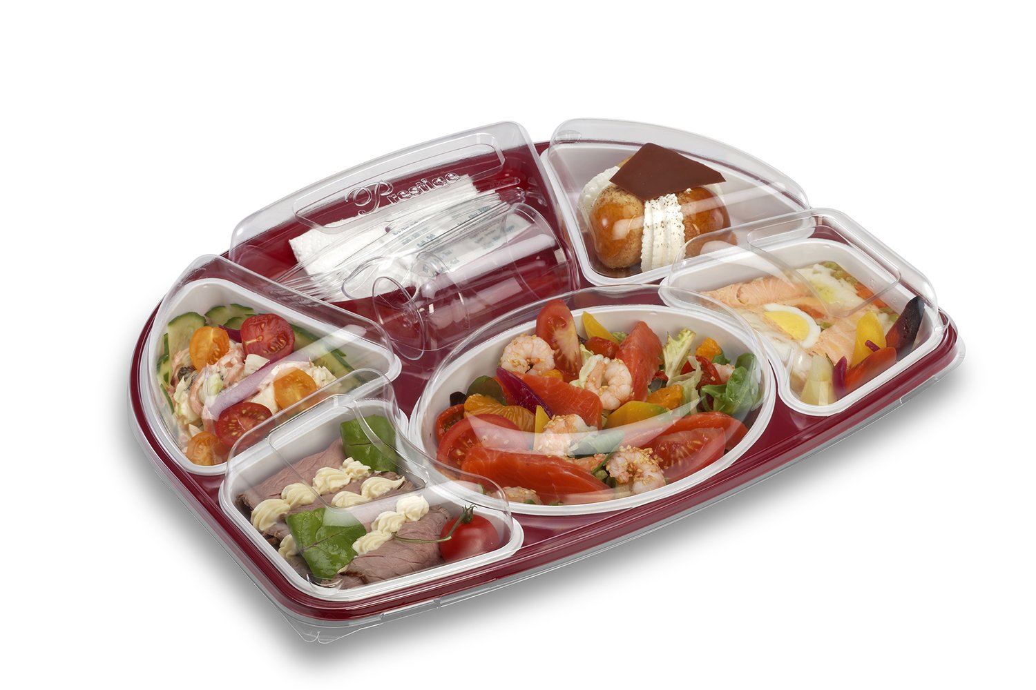 GUILLIN prp7krb Cartone Kit Vassoio Pasti Prestige 7 Scomparti Fondo e Coperchio, plastica, Multicolore, 42 x 32,6 x 7,5 cm